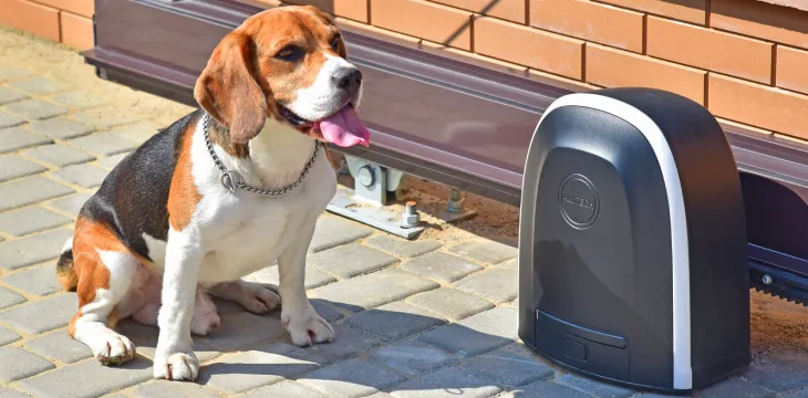 Умный привод для откатных ворот ALUTECH Roteo RTO-500MKIT-Sm + проводные фотоэлементы LM-L + сигнальная лампа SL-U + рейка ROA8 (5 шт.)